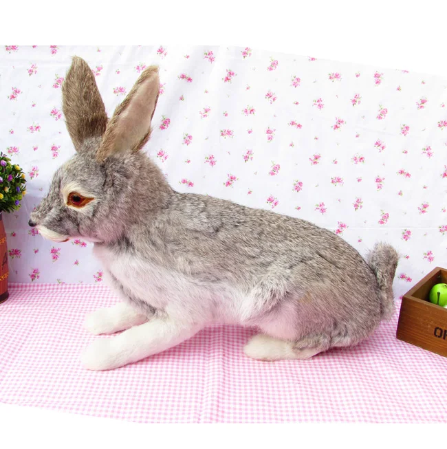 simulation gray rabbit model large 44x15x35cm,plastic&fur rabbit handicraft toy ,home decoration,Xmas gift w5878