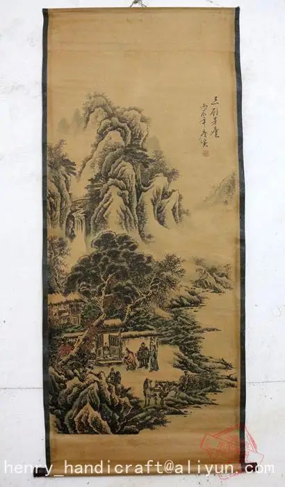 

Античная китайская каллиграфическая живопись с ручной росписью QingDynasty-историческая история, декоративные фрески, поделки/Коллекция и украшение