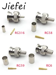 10 Sets 3-Piece BNC Male RG316 RG58 RG59 RG6 Plug Crimp Coax Cable Straight Connector adapter