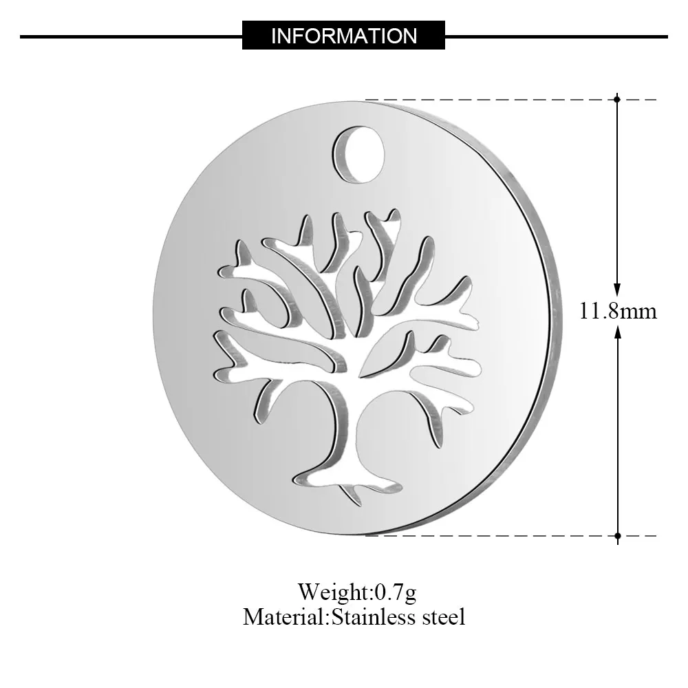 10 Pieces Life of Tree Flower Charm Wholesale Stainless Steel Real 316 Steel DIY Charms Never Tarnish AAAAA Quality Pendants image 3