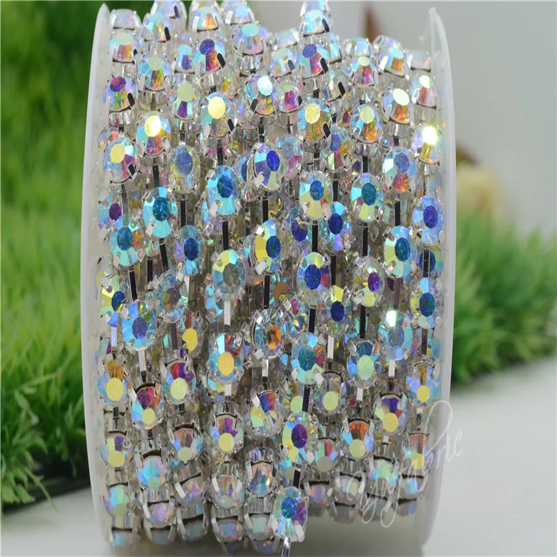 Imagem -02 - Cadeia Rhinestone Garra de Prata para Roupas Costura e Jóias Cristal ab Strass Aparar mm mm