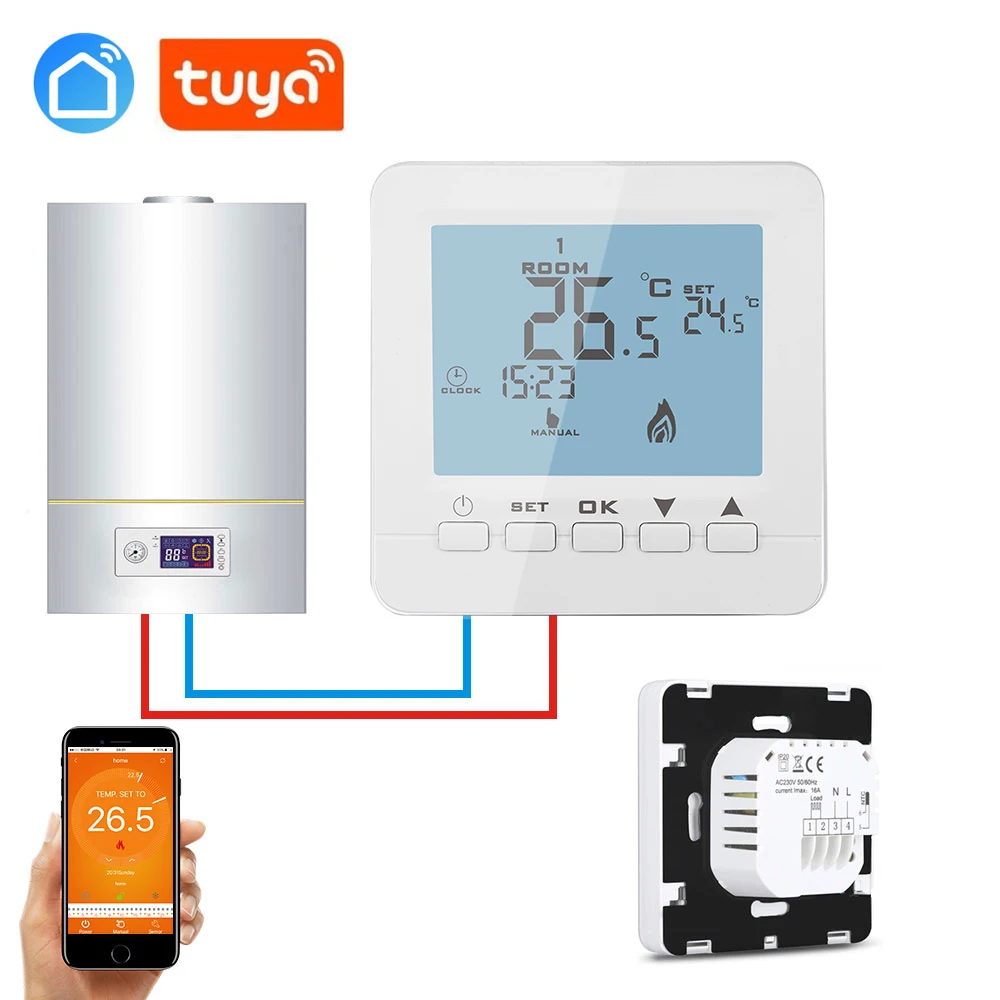 SMART LIFE Programmable WiFi Thermostat Controller Gas Boilers for dry contact Temperature Controller Work With Alexa Google Hom