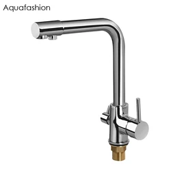 Robinet d'eau potable pivotant en laiton, 3 voies, filtre à eau, purificateur, robinets de cuisine pour éviers, Chrome noir Beige