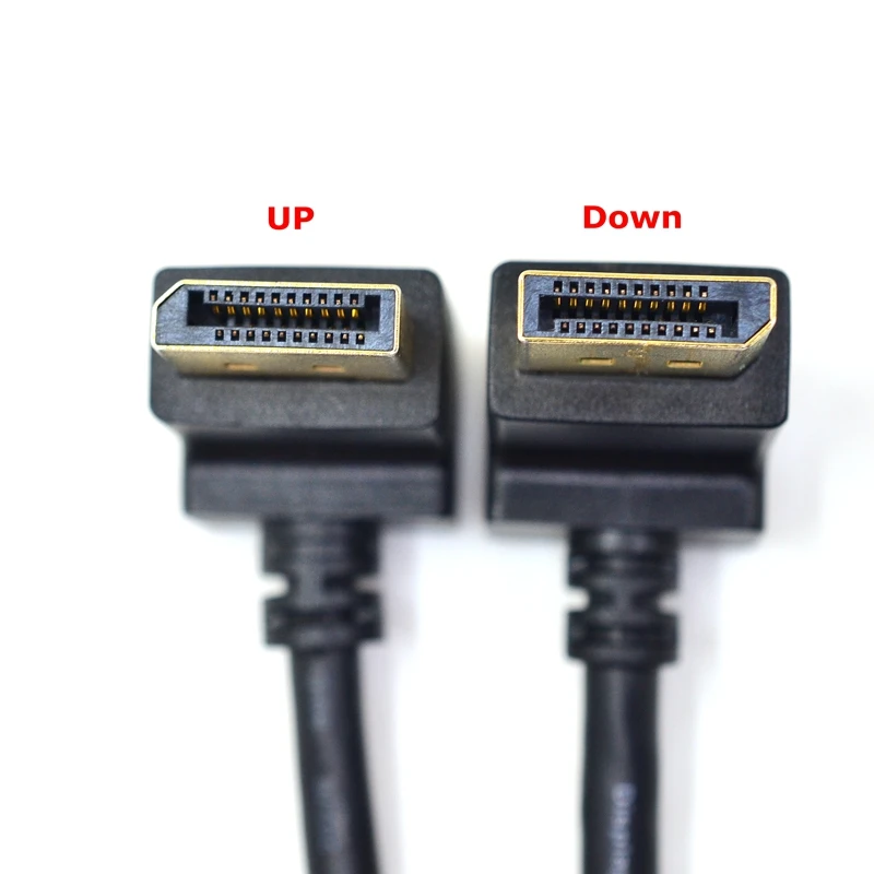 Elbow Down Angled 90 Degree Standard 1.2v DisplayPort Male To DisplayPort Male DP Cable Angle 6ft 1.8m 4K X 2K 60hz 3D Cables