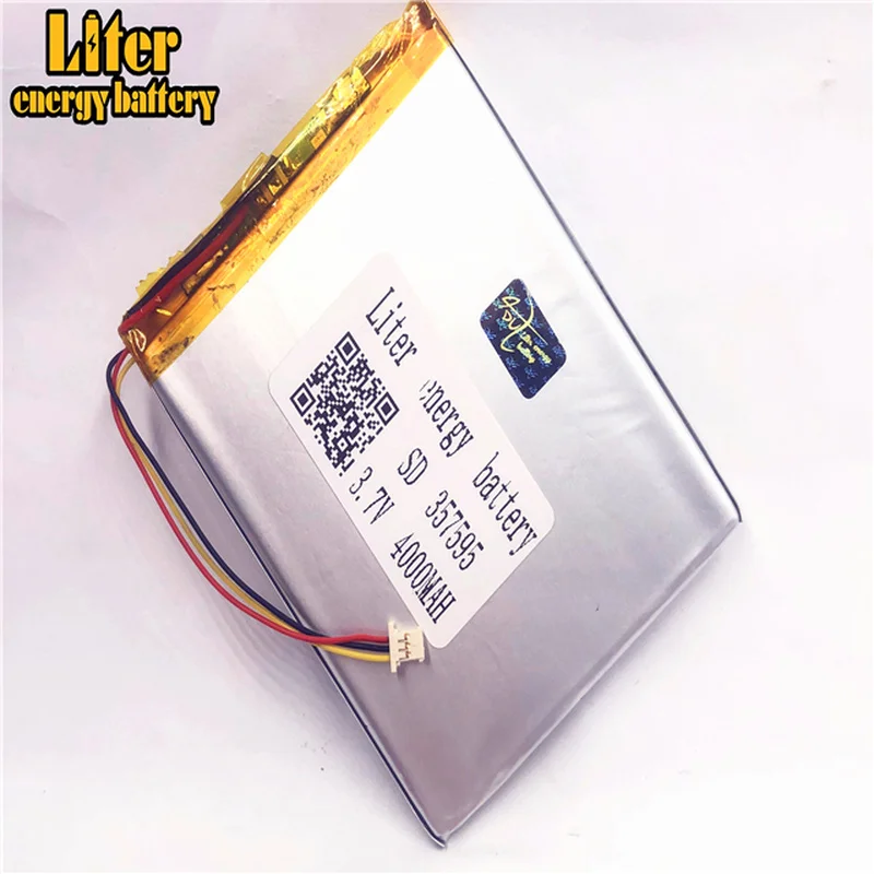 

1.0MM 3pin connector 357595 4000mah 3.7V li polymer rechargeable lithium polymer battery for tablet pc 7 inch