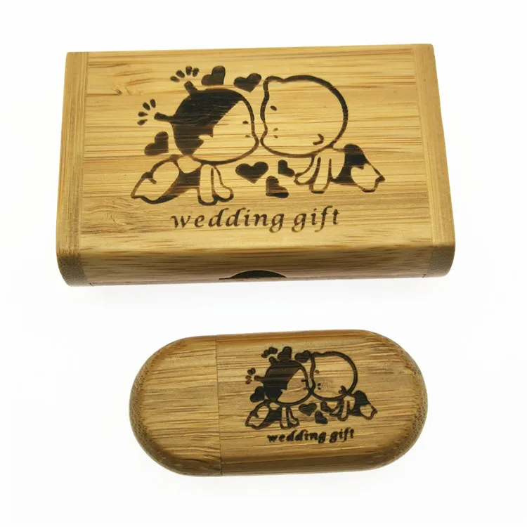 Full capacity Wooden USB Flash Drive Memory Stick + Packing Box pendrive 8GB 16GB 32GB pen drive LOGO customized wedding gift