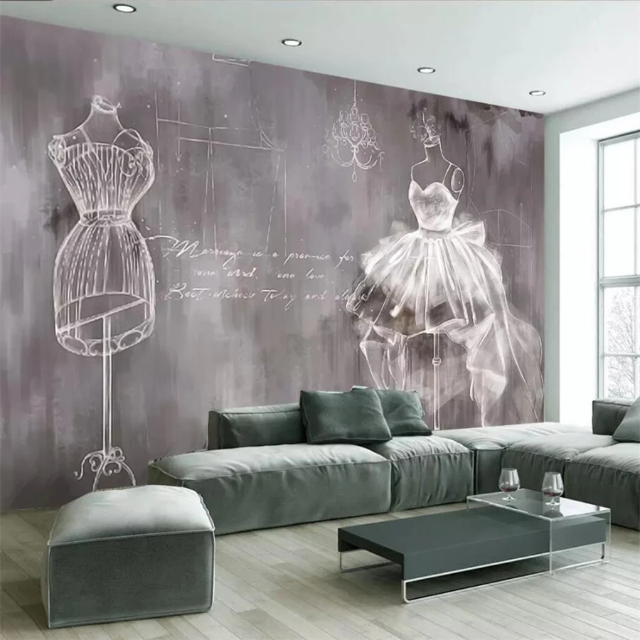 Fondos de pantalla personalizados, pinturas murales de fotos 3D, cemento Retro, cisne blanco, vestidos de novia, fabricación, papel tapiz de fondo de estudio fotográfico