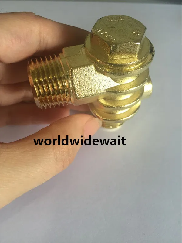 Gold Tone 1 Female 2 Male Thread Check Valve for Air Compressor