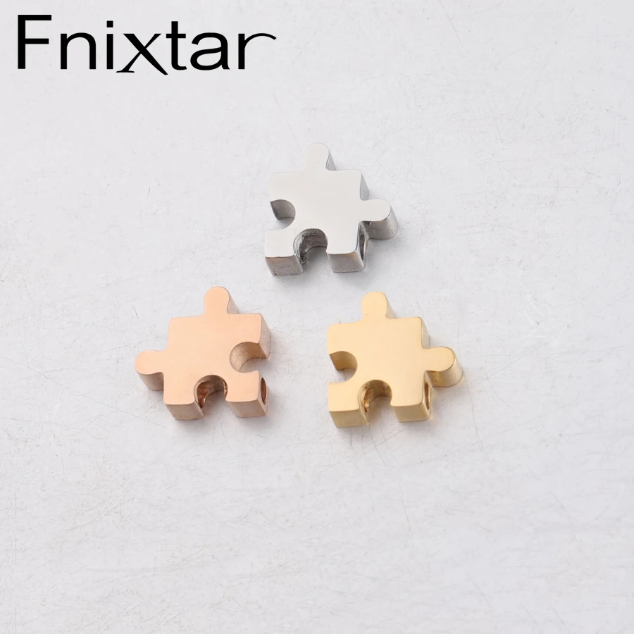 Fnixtar 1.8mm Small Hole Bead Mirror Polished Stainless Steel Puzzle Bead Charms  DIY Jewelry 10*10mm 20piece/lot