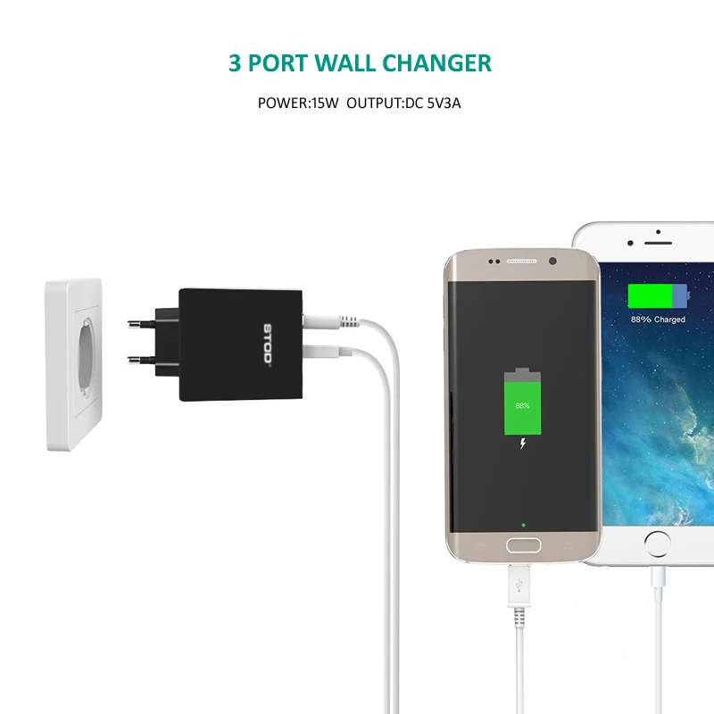 STOD Multi Port USB Wall Charger LED Display Monitor Fast Charge Smart Phone For Realme POCO Redmi Infinix Cubot Power Adapter