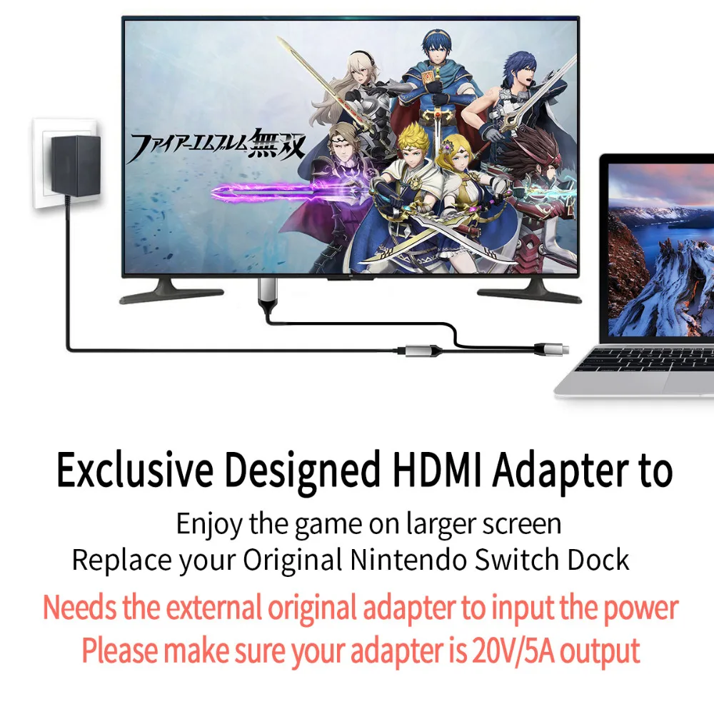 محول فيديو الهاتف المحمول hub Docking Station ، محول جهاز عرض تلفزيون من النوع c إلى كابل بيانات HDMI