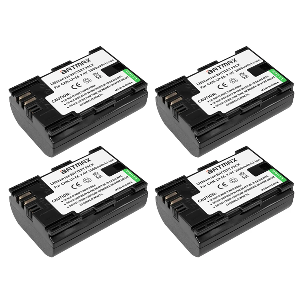 4 pces de alta capacidade LP-E6 lp e6 lpe6 bateria akku + lcd carregador duplo para canon eos 5d2 5ds r mark ii 2 iii 6d 60d 7d 7d 7d