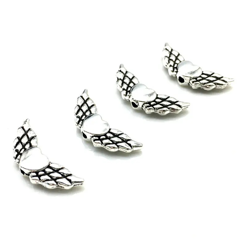 50 PCS Heart Angel Wings Deserve To Act The Role Of Spacer Interval Charm Beads Accessories DIY Manu