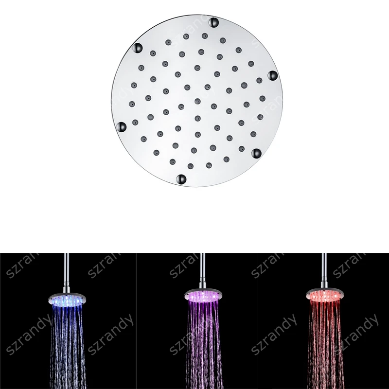 6 Inch 150mm Stainless Steel 304 Retail LED Color Rainfall Shower Head