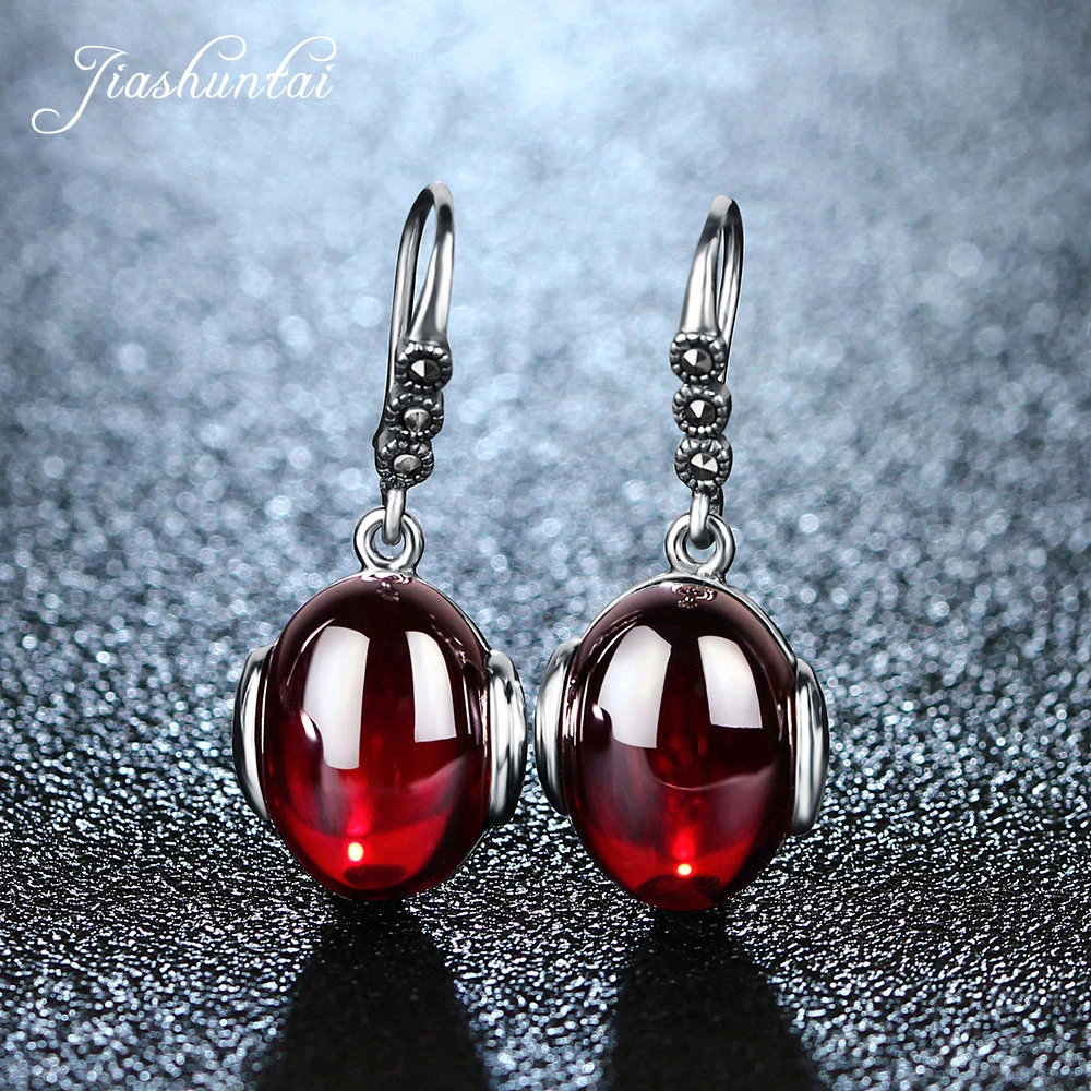 

JIASHUNTAI Vintage Silver 925 Earrings for Women Fashion 925 Sterling Silver Jewelry Drop Earrings Female