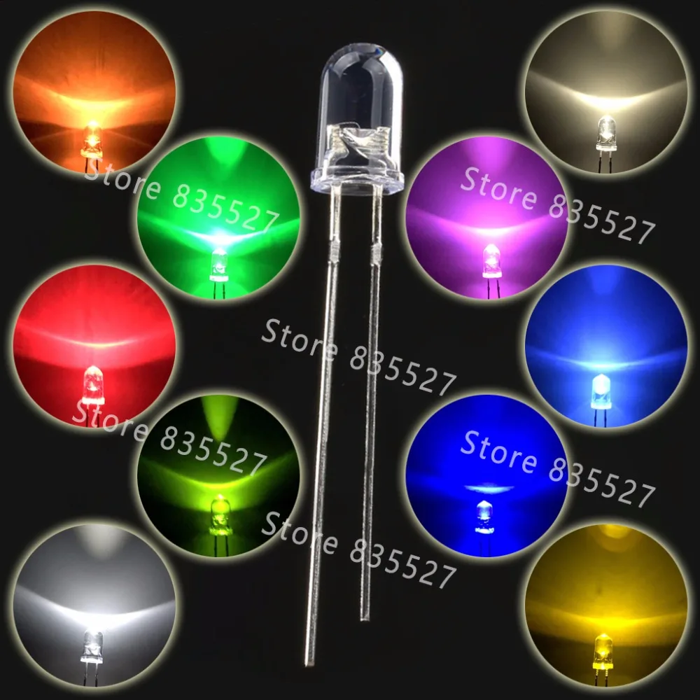 1000pcs / LOT F5 5MM Round LED Water and Clear Red Super Bright LED light emitting diode Kit DIP Lamp beads