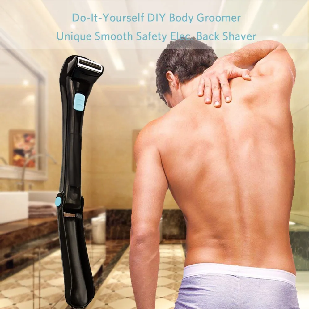 RIVER LAKE Do-It-Yourself Back Shaver Battery Operated AA Back Hair Body Underarm Back Hair Removal, 1 Razor & 2 Blades