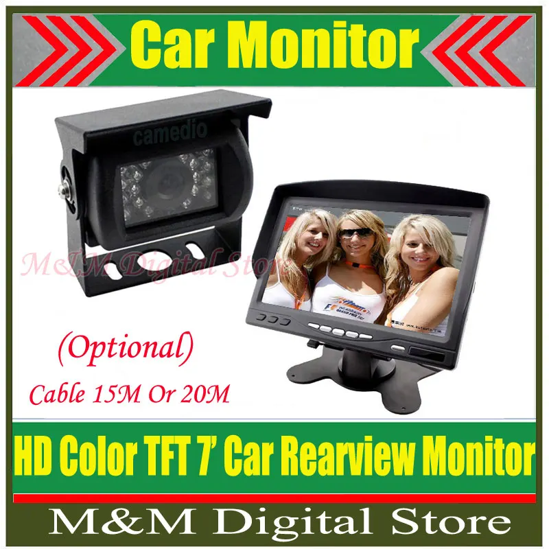 

18 IR Reverse Camera +NEW 7" LCD Monitor+Car Rear View Kit car camera BUS And Truck parking sensor