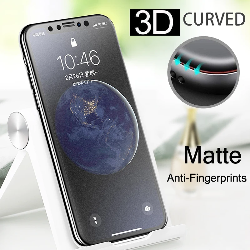 3D Full Cover Matte Screen Protector for iPhone 11 12 13 mini 14 15 16 Pro Max Anti Blue Ray 9H Tempered Glass Anti Fingerprint