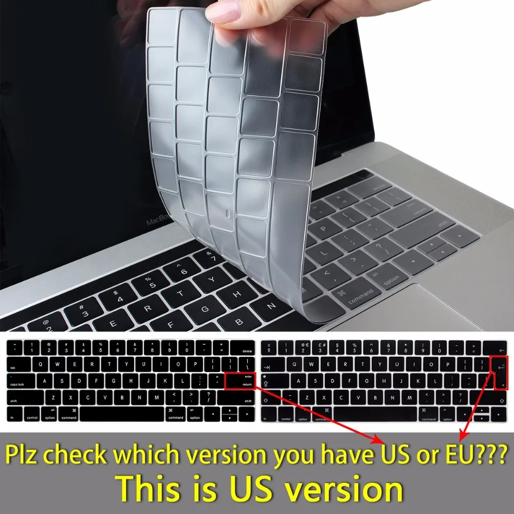 Batianda US version TPU Transparent Clear Keyboard Cover Skin Sticker for Macbook Air Pro Retina 11 12 13 14 15 16 inch M3 M2 M1