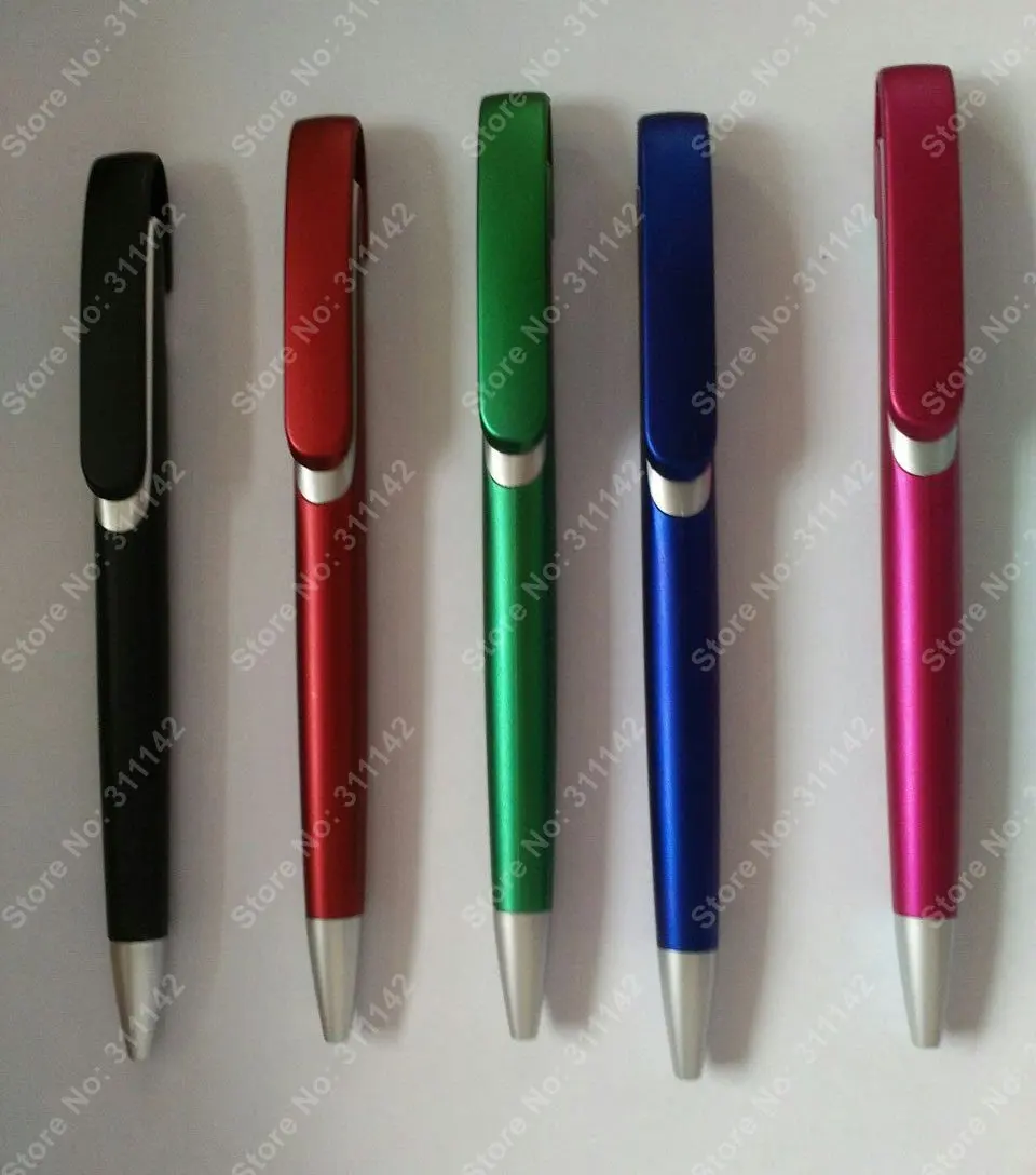 

Hot sales high quality colorful promotional solid plastic ball pens with custom logo company name click ballpen