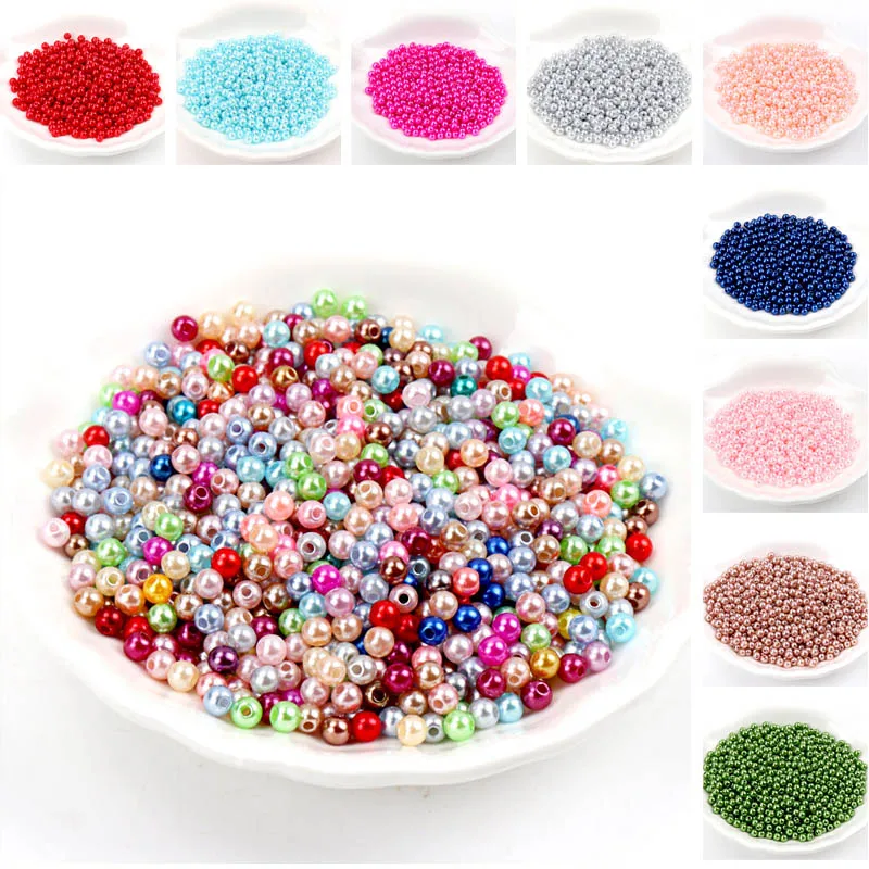 33 color 20-1000pcs 3/4/6/8/10/12mm Round Imitation ABS Pearl Beads For Craft Scrapbook Decoration DIY Sewing Craft Supplies