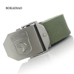 BOKADIAO New Men&Women Military Canvas Belt Luxury Bird Metal Buckle Jeans Belt Army Tactical Belts for Men Waistband Male Strap