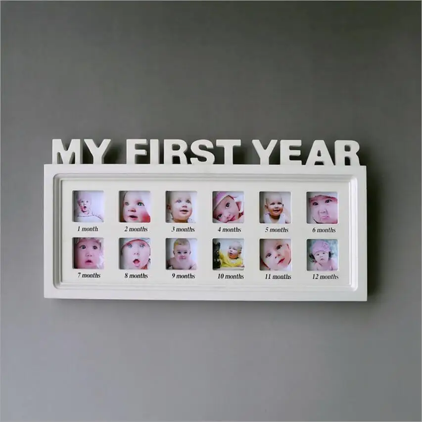 Creative European baby growth record wooden photo frame one year old gift Suitable for wall hanging or put on table Home craft