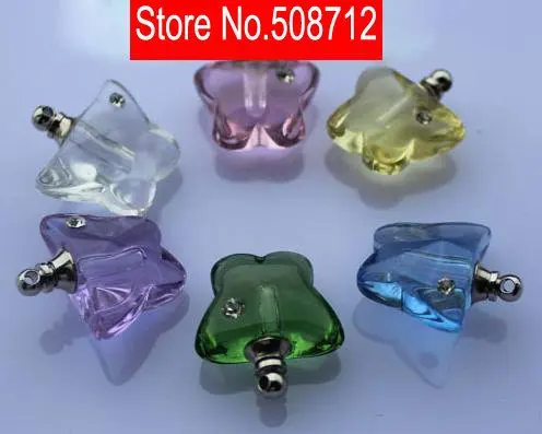 

Free shipping!!!100pcs/lot New!mixed color butterfly with zircon Crystal Perfume Vial Pendants