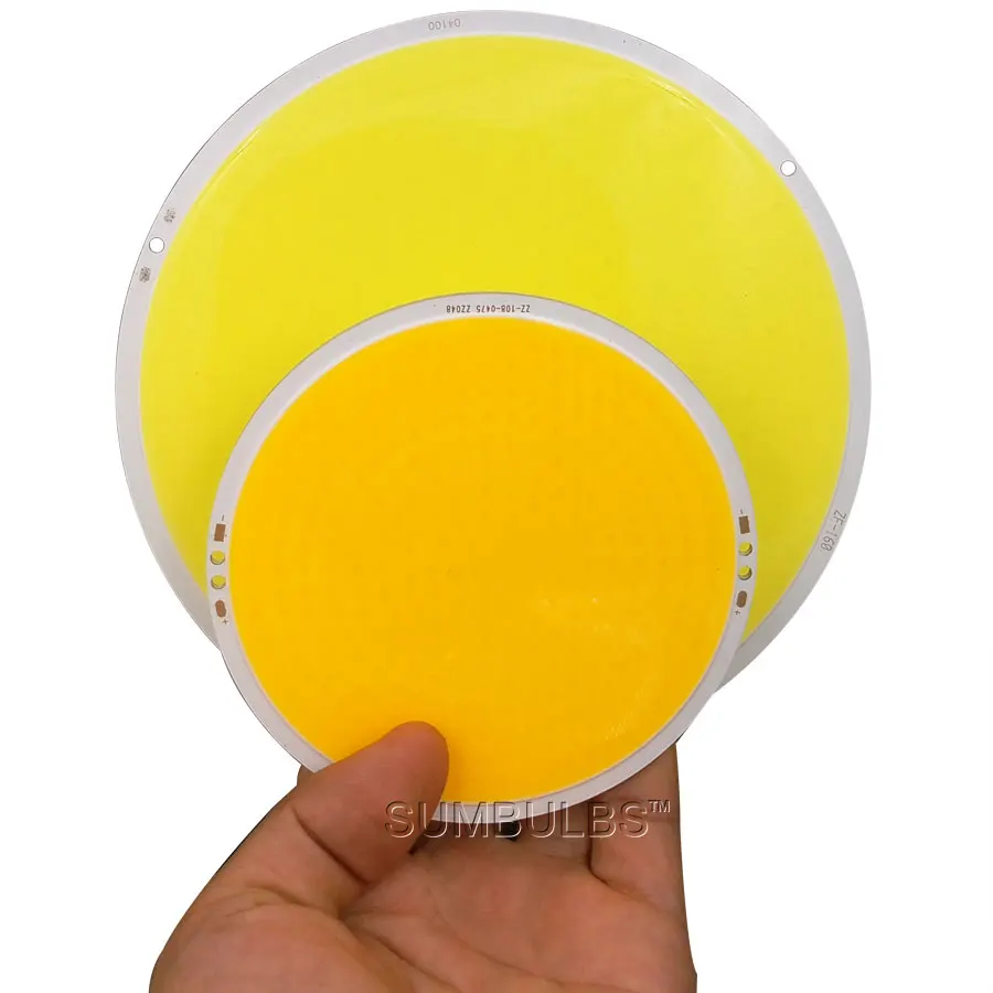 Lámpara de luz LED COB redonda, 108mm, 160mm, 50W, 200W, DC12V-14V, ultraligera, brillante, Circular, Chip blanco frío y cálido para bricolaje