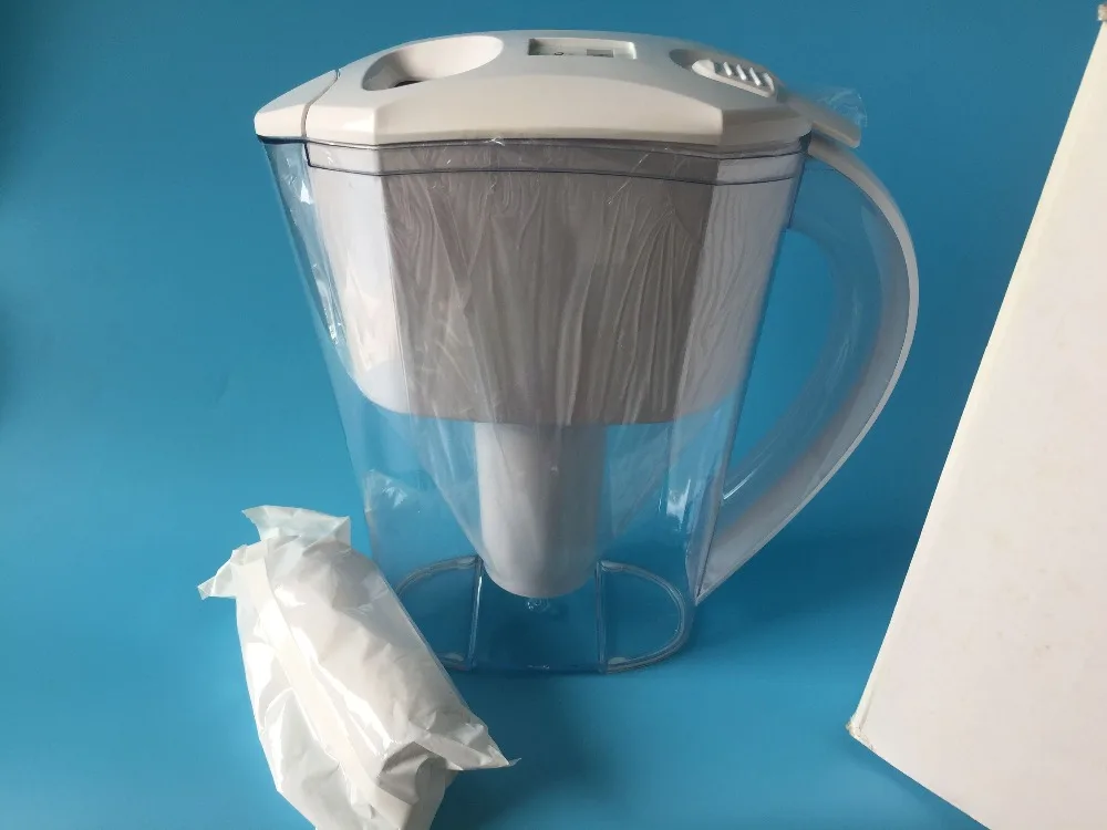 Solución de jarra de agua alcalina de 2,5 L/filtro de agua portátil/suavizante de agua con cartucho de filtro refrescante y contador de vida de filtro