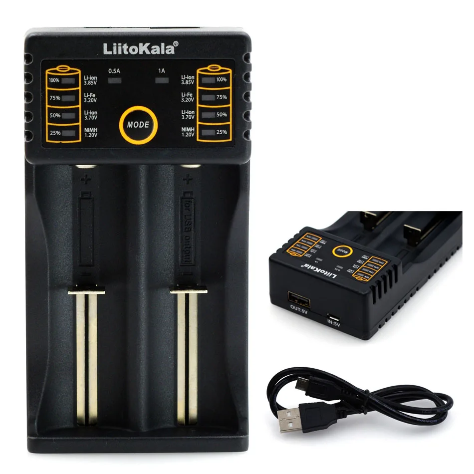 Liitokala Lii-202 1.2V 3.7V AA 18650 Charger 5V 2A Plug+2PCS New NCR18650B 3400mAh 18650 Rechargeable Battery