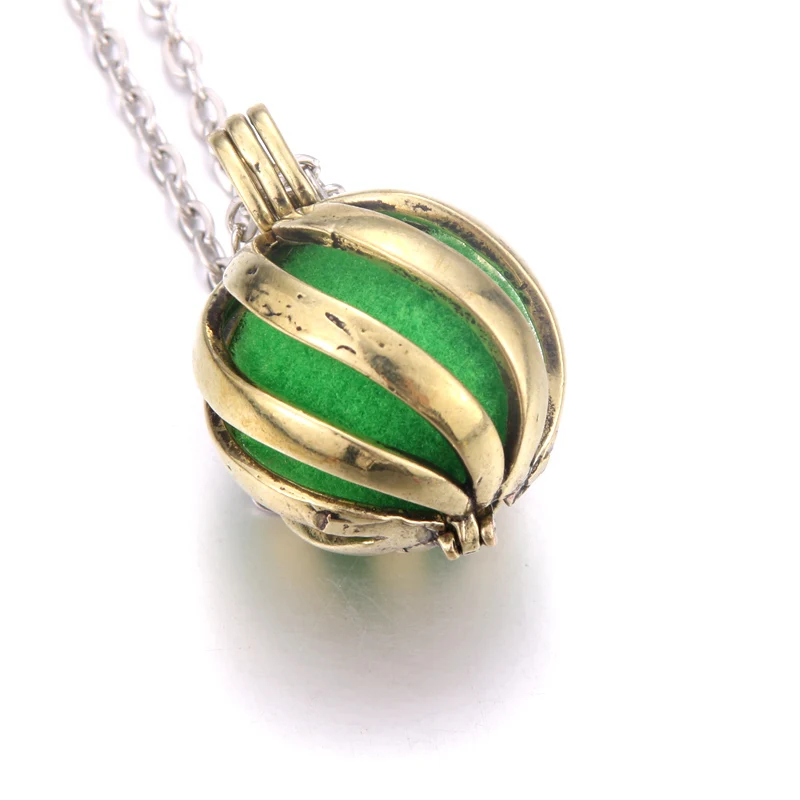 New Watermelon ball style Aromatherapy lockets Perfume Aroma Diffuser necklace Essential Oils Diffuser cage Pendant Necklace