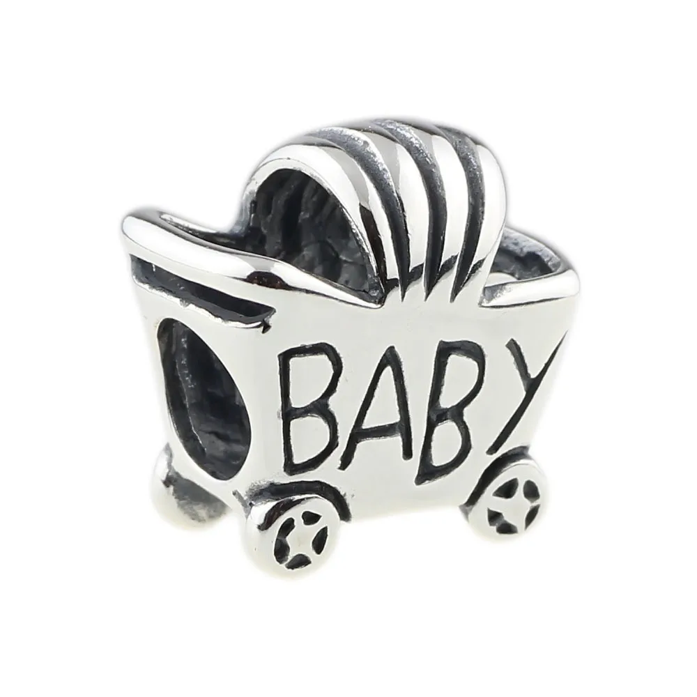 Authentic 925 Sterling Silver Baby Carriage Stroller Charm For European Bracelet