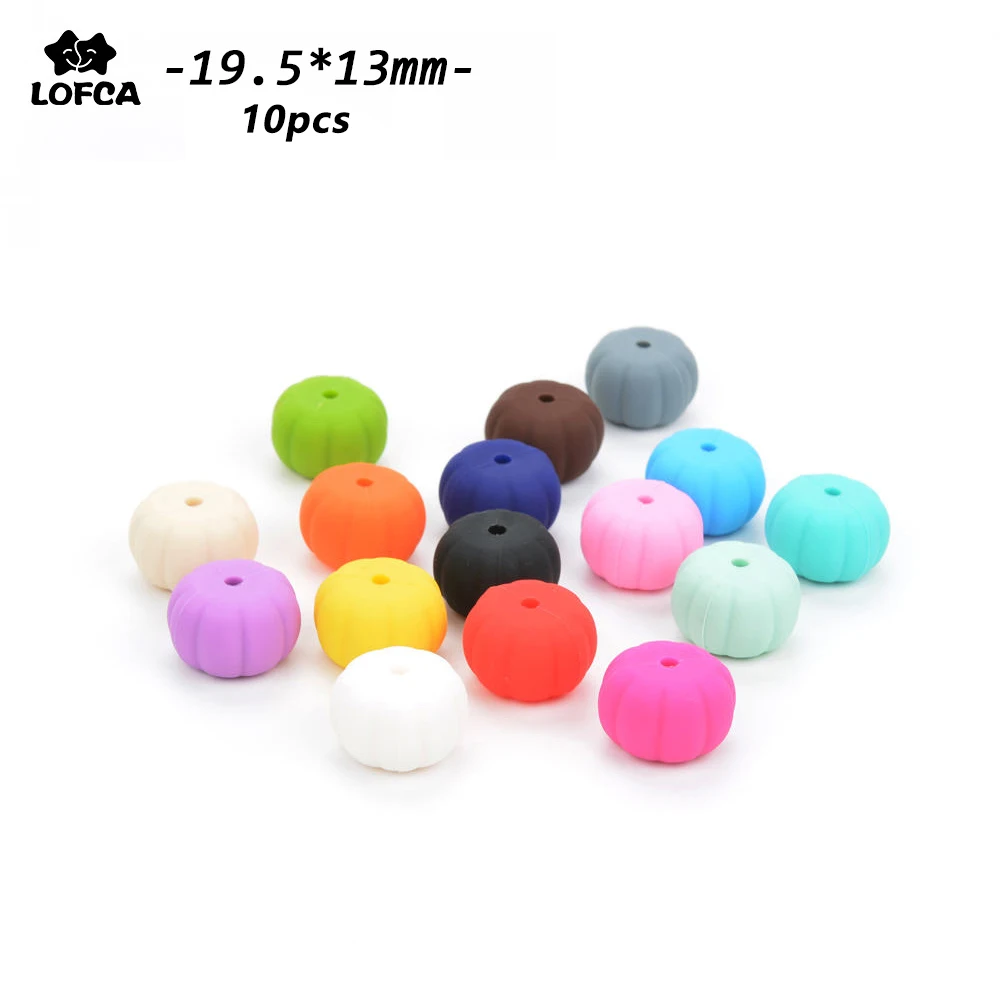 

LOFCA Teething Silicone Beads 10pcs Pumpkin Teether Wholesale BPA Free Food Grade Nursing Baby Teething Toy Making Charm