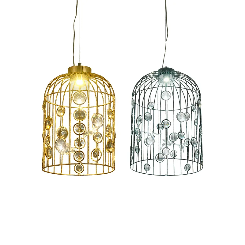 Elegant show retro iron crystal Pendant Lights cage industrial wind bar restaurant clothing shop coffee shop ZL3 ya74