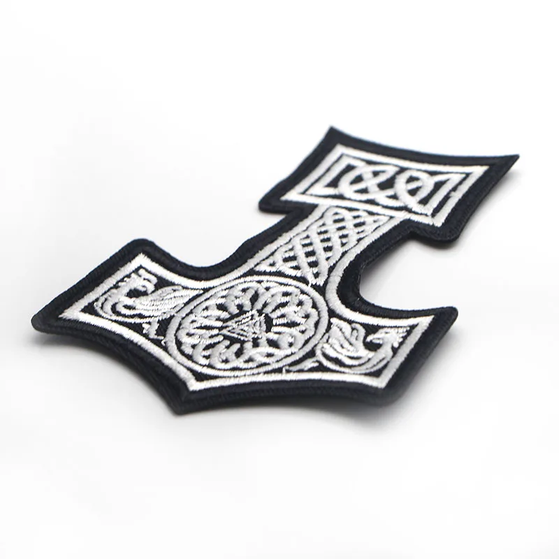 D0006 Mjolnir North Viking Thor Hammer Loki Odin Skins Embroidered Patch Iron On patch