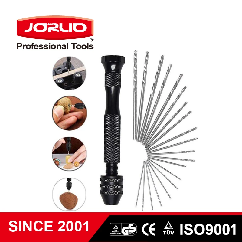 26pcs Twist Punta Del Trapano Mini Micro Mano In Lega di Alluminio Con Keyless Mandrino Lavorazione Del Legno Rotante Strumenti di Perforazione Bit
