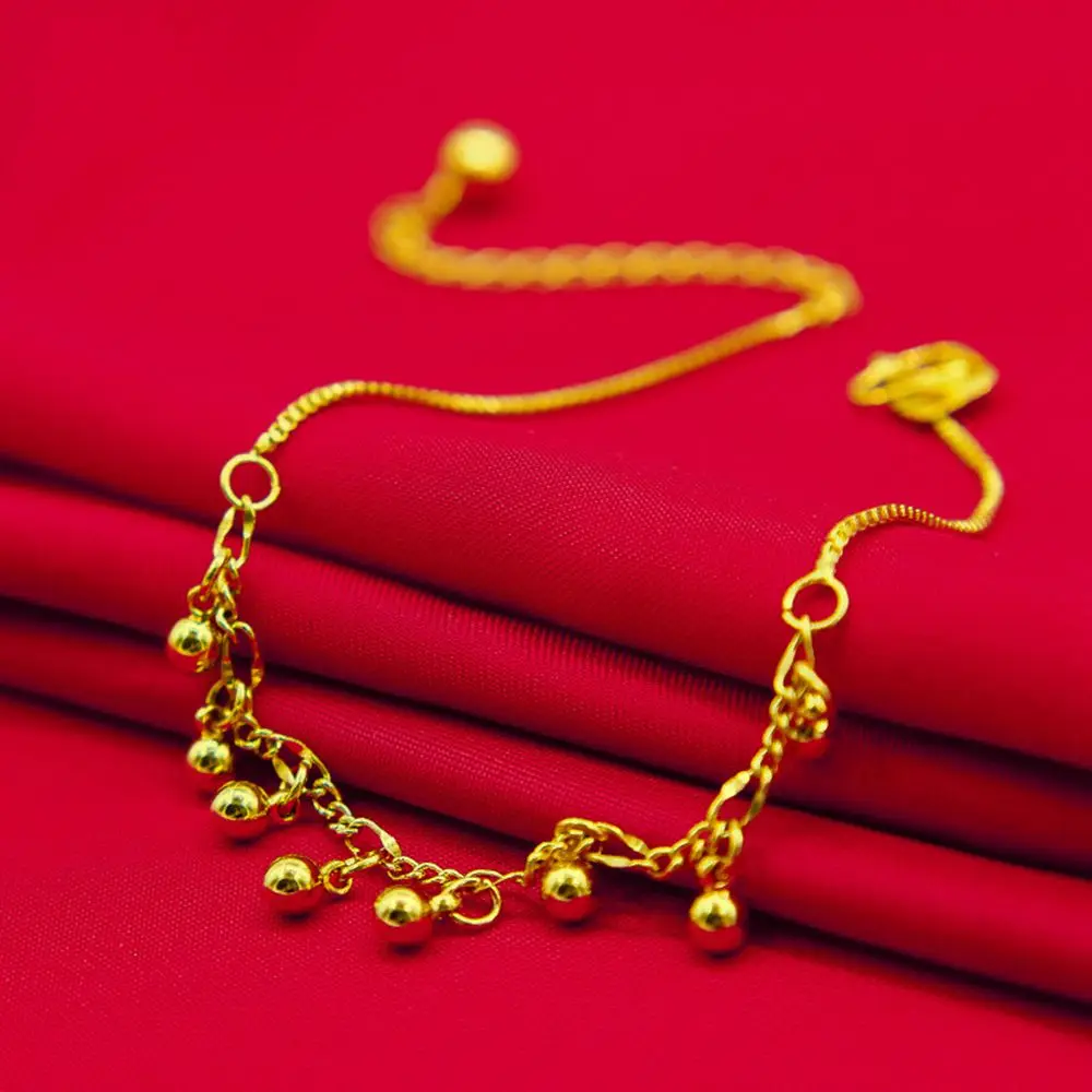 

Bells Anklet Chain Classic Style Yellow Gold Filled Lovely Womens Beach Foot Chain Sexy Accessories