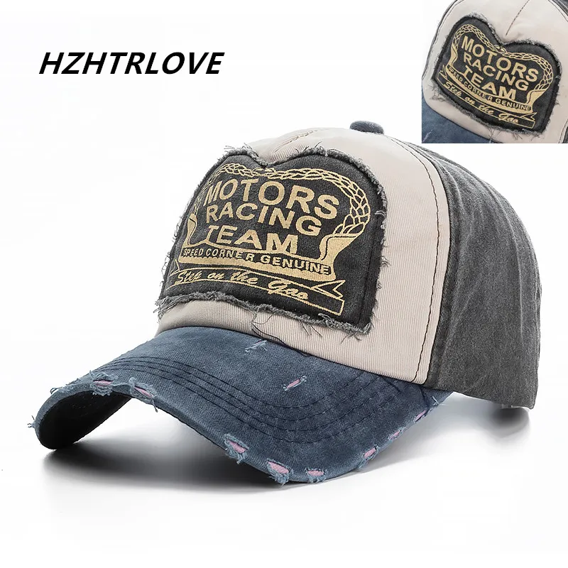 High Quality Washed Cotton Damage Baseball Cap Motor Snapback Hat Hip Hop Dad Hats For Men Women Grinding Multicolor Bone