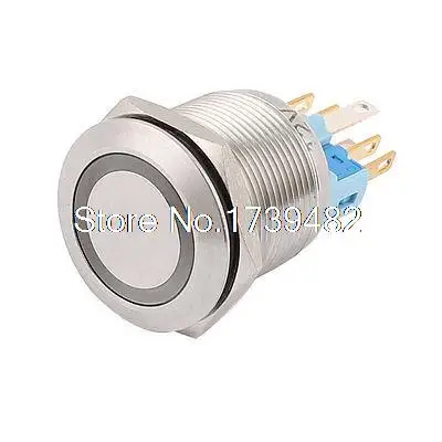 

DC 12V White LED Light 22mm Mounted Thread Flat Head Latching Push Button Switch