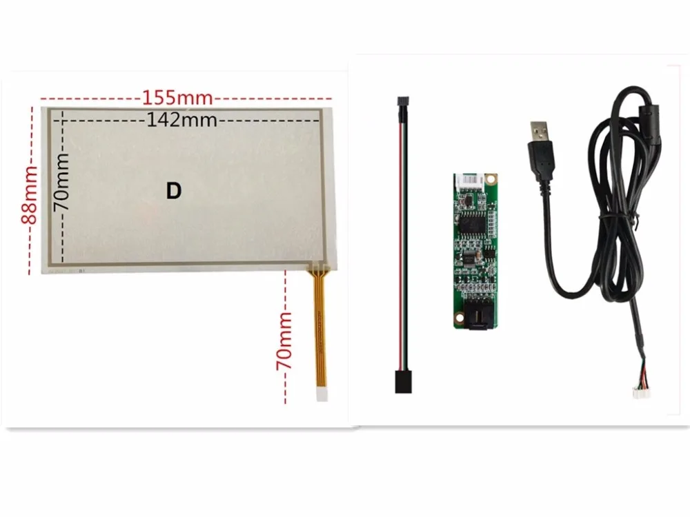Nieuwe 6.2 Inch 4-Wire Weerstand Touchscreen 155*88Mm + Usb Interface Touch Panel Controller