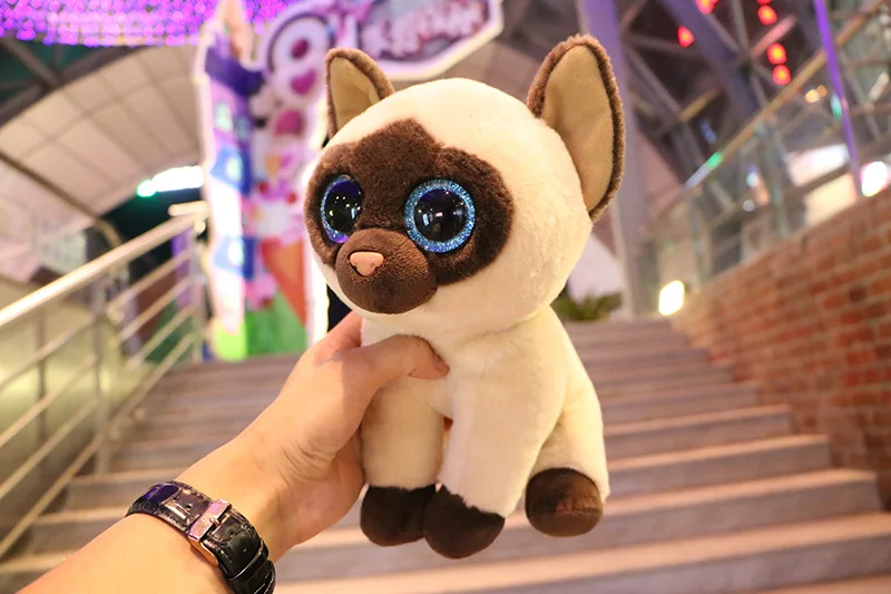 new cute plush simulation big eyes sitting cat toy high quality Siamese cat doll gift about 25cm  2983