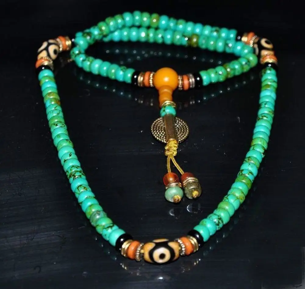 

Tibet Tibetan Turquoise Buddhist Buddha Prayer Bead Bracelet Dzi Eye Pendant Necklace Sweater Chain Jewelry Gift Wholesale