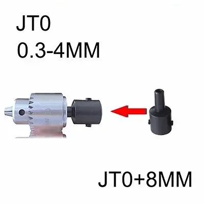 

Мини патрон для электрической дрели 0,3-4 мм с 8 мм стальным креплением вала JT0, внутреннее отверстие, вращающиеся инструменты, «сделай сам», Аксессуары для мини-токарного станка
