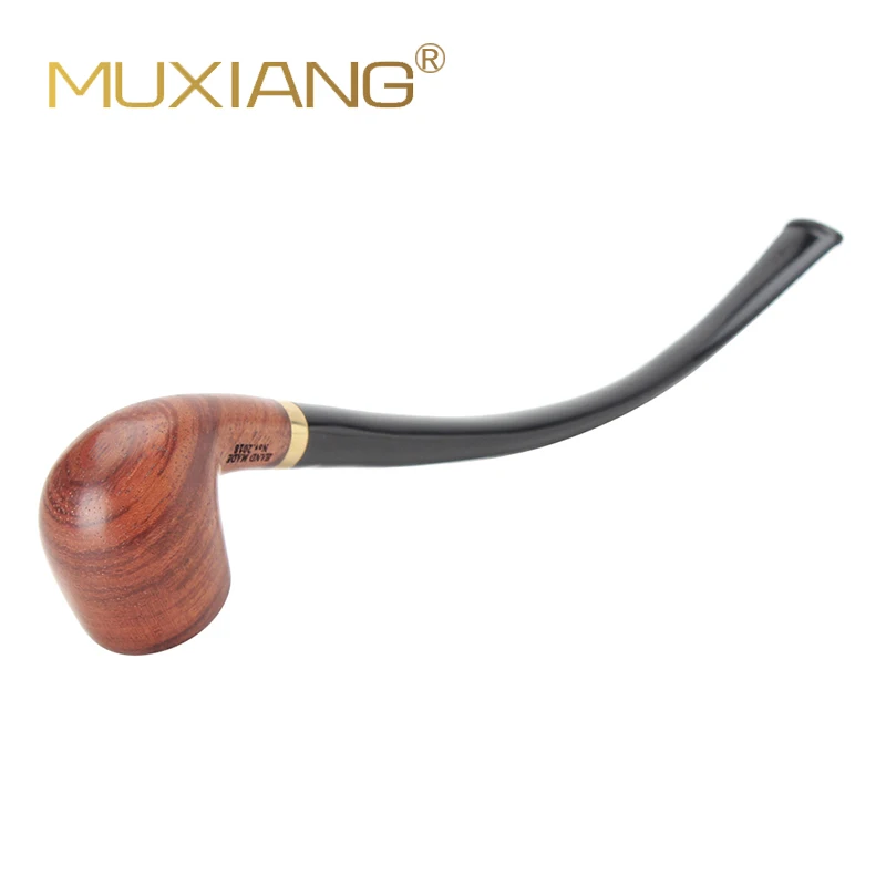 HOT-MUXIANG Churchwarden Long Stem Kevazingo Wood Smoking Pipe 3mm Filter Wooden Tobacco Pipe Acrylic Mouthpiece