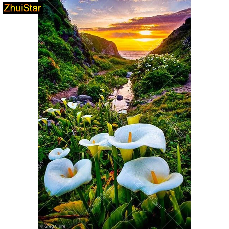 

5D Diy diamond painting cross stitch "Mountain Village Calla" Full Square Diamond embroidery Needlework Rhinestone Mosaic Crafts