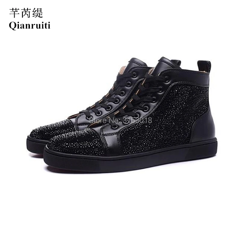 Men Sneakers Vulcanized Shoes Fashion Trending Luxury decoration High Top Rhinestone Men Flat Rubber Shoes