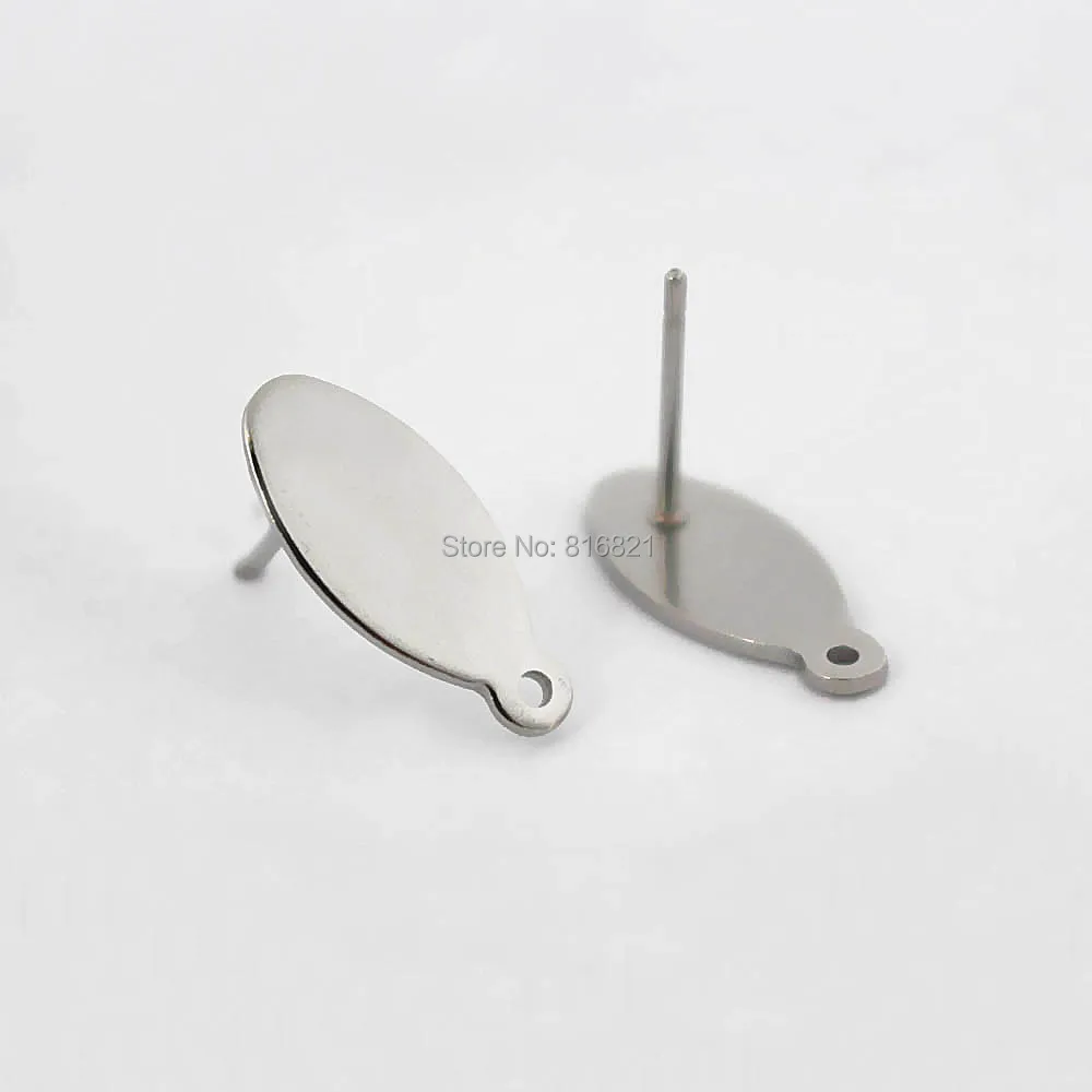 

Stainless Steel Stud Earrings Findings 7x15mm Flat Glue Pad with Loop Slide Cabochons Bases Earrings post Settings DIY Crafts