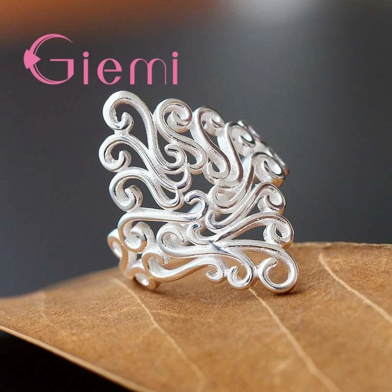 Factory Price Big 925 Sterling Silver Color Finger Rings Big Tree Shape Design For Women Ladies Jewelry Wholesale